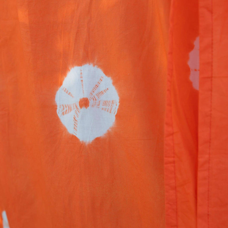 Orange Daisy Tie Dye Cotton Sheer Curtain-Curtains-House of Ekam