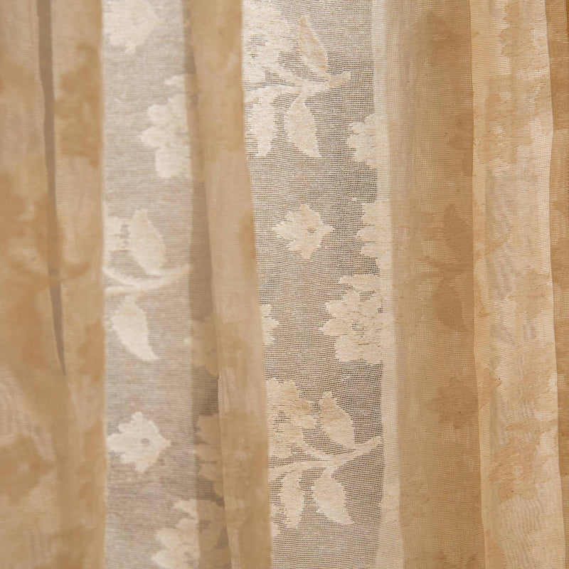 White on White Floral Banarsi Handloom Curtain-Curtains-House of Ekam