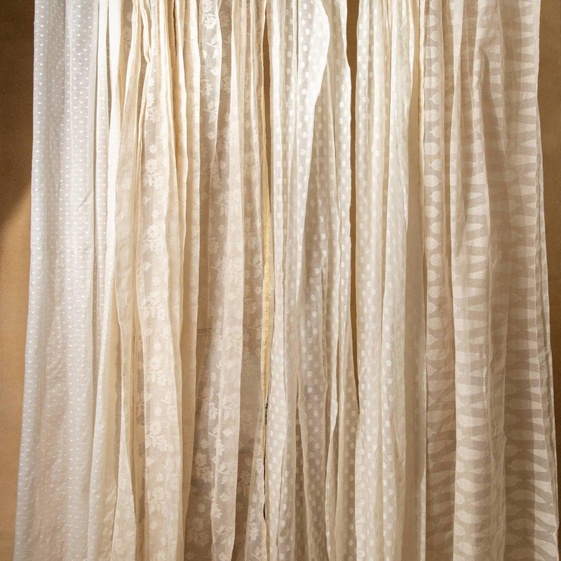 White on White Polka Banarsi Curtain-Curtains-House of Ekam