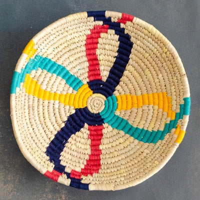 Abstract Multicolor Art Lines Handwoven Sabai Grass Basket-Sabai-House of Ekam