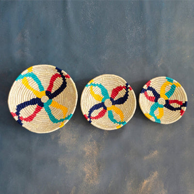 Abstract Multicolor Art Lines Handwoven Sabai Grass Basket-Sabai-House of Ekam