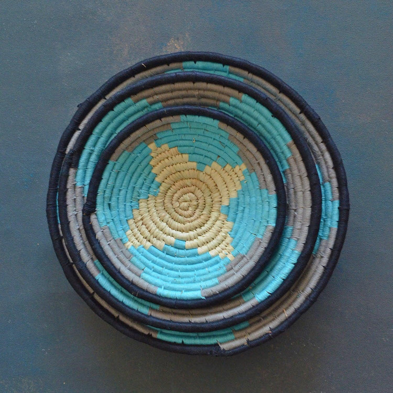 Akasara Blue Sabai Handwoven Grass Basket-Sabai-House of Ekam