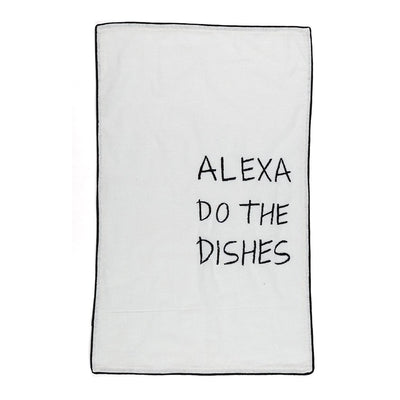 Alexa Do The Dishes Embroidered Cotton Tea Towel-Tea Towels-House of Ekam