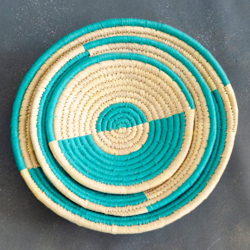 Aqua Ocean Waves Handwoven Sabai Grass Basket-Sabai-House of Ekam
