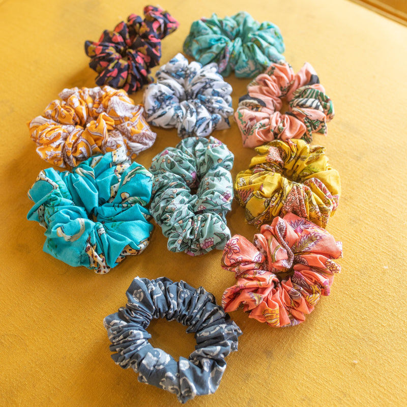 Assorted blockprint cotton scrunchies-Scrunchies-House of Ekam