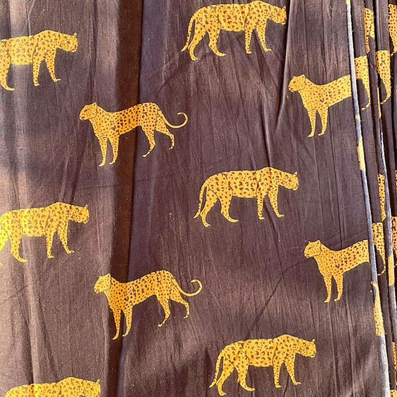 Black Leopard Print Screenprinted Cotton Fabric (min. 2m)-fabric-House of Ekam