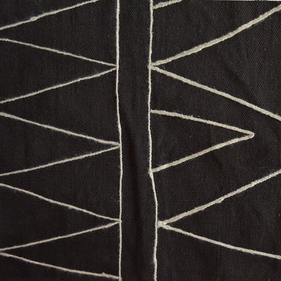 Black Morroccon Embroidered Cotton Rug-Rug-House of Ekam