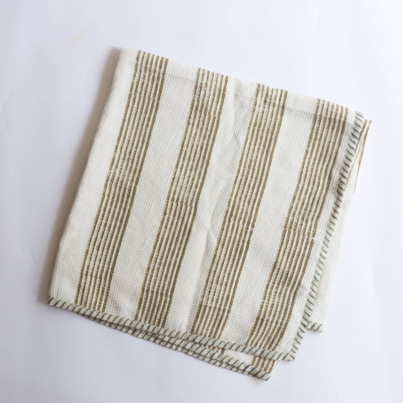 Black Stripe and Checks Blockprint Bath Towel Combo-bath towels-House of Ekam