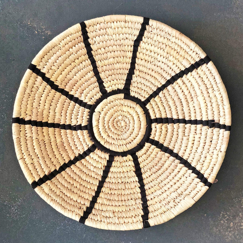 Black and Natural Sunburst Handwoven Sabai Grass Basket-Sabai-House of Ekam