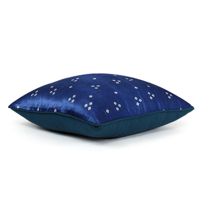 Blue Bandhni Mashru Silk Cushion Cover-Cushion Covers-House of Ekam