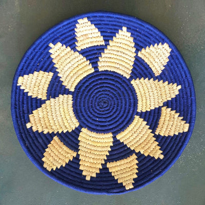 Blue Flower Handwoven Sabai Grass Basket-Sabai-House of Ekam