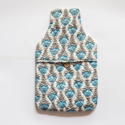 Blue & White Buti Hot Water Bag Cover-Hot Water Bag Cover-House of Ekam