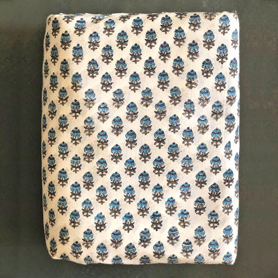 Bluebell Blockprint Cotton Fabric (min. 2m)-fabric-House of Ekam
