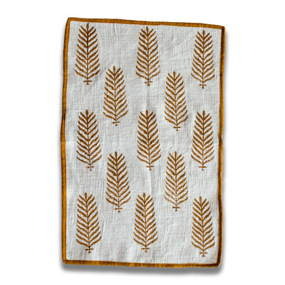 Brown Blockprinted Fern Tea Towel Set-Tea Towels-House of Ekam
