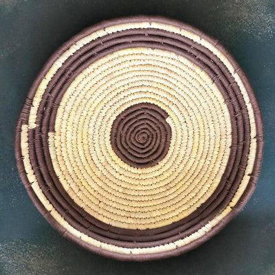Brown Coiled Circular Handwoven Sabai Grass Basket-Sabai-House of Ekam