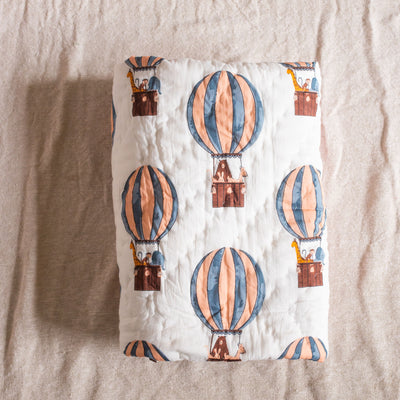 Brown Hot Air Balloon Dreamland Baby Quilt-Quilt Set-House of Ekam