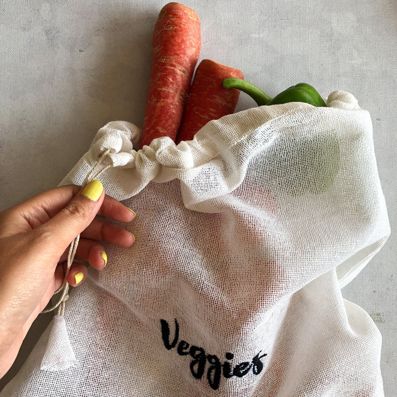 Cotton Reusable Embroidered Grocery Bags-Kitchen bags-House of Ekam