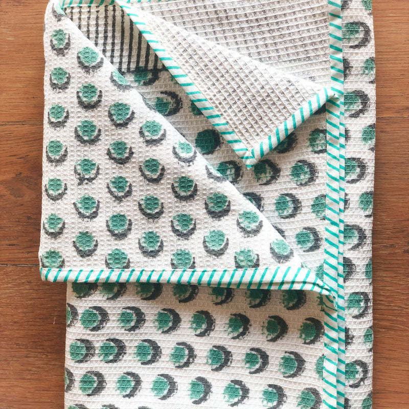 Cradle of Life Blockprint Bath Towel-bath towels-House of Ekam