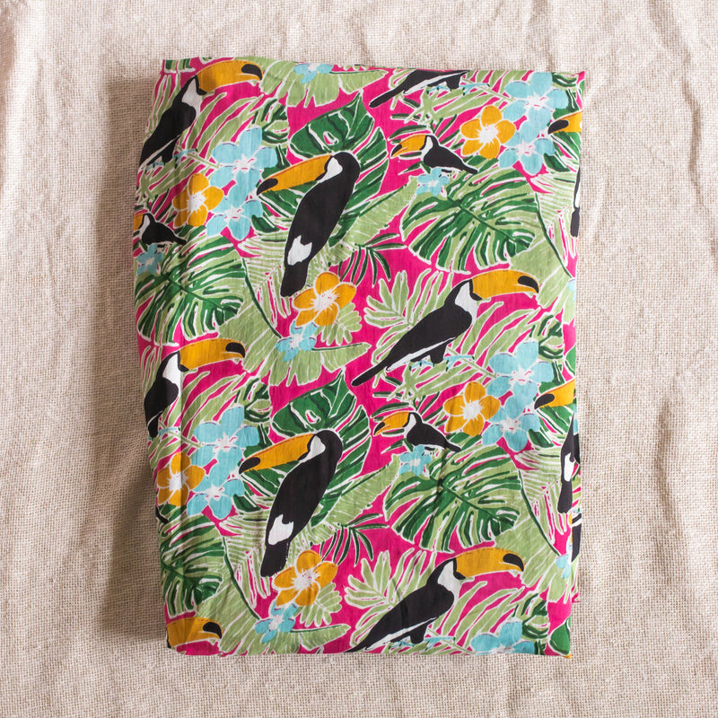 Free Spirited Pink & Black Toucan Screenprint Cotton Fabric (min. 2m)-fabric-House of Ekam