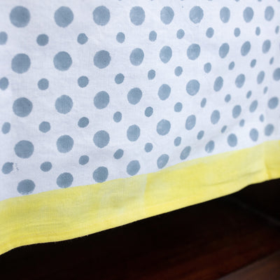 Grey Polka Dots Blockprint Table Cloth-Table Runners-House of Ekam