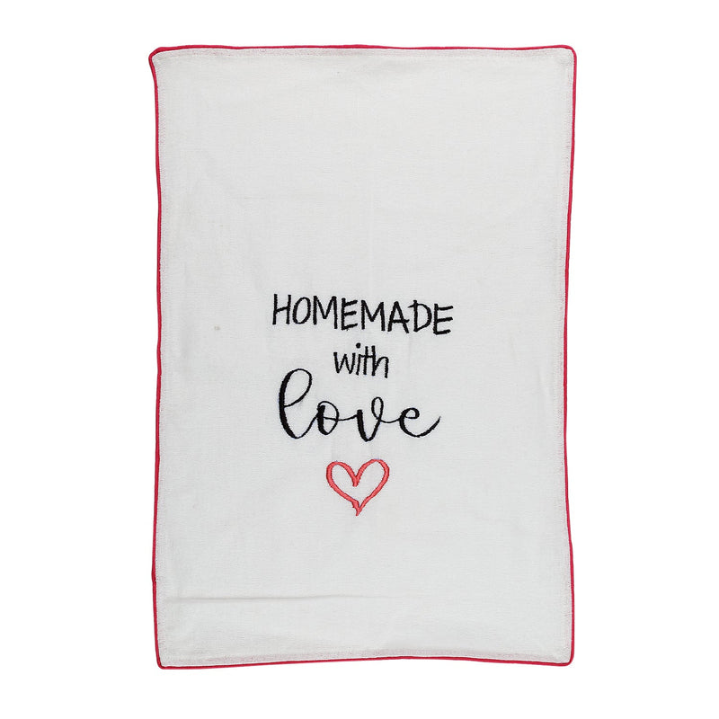 Homemade with Love Embroidered Cotton Tea Towel-Tea Towels-House of Ekam