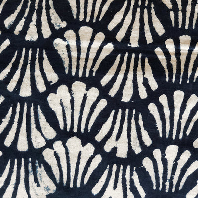 Indigo Dabu Seashell Print Natural Fabric-fabric-House of Ekam