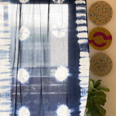 Indigo Marigold Tie Dye Semi Sheer Curtain-Curtains-House of Ekam