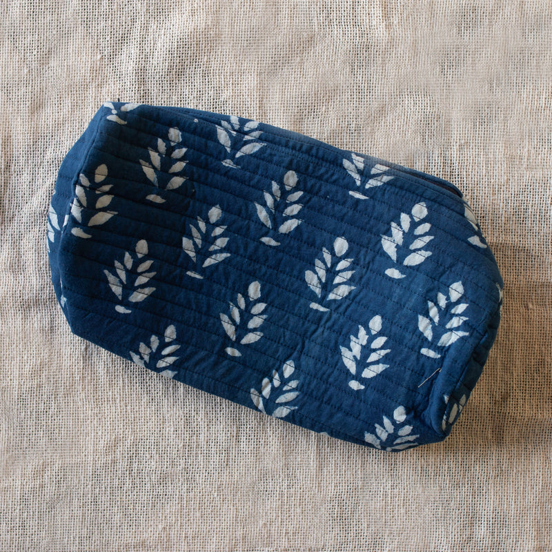 Indigo Mughal Cosmetic Pouch Set of 2-Pouch-House of Ekam