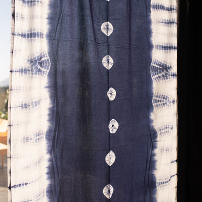 Indigo Shibori Polka Handmade Tie Dye Semi Sheer Curtains-Curtains-House of Ekam