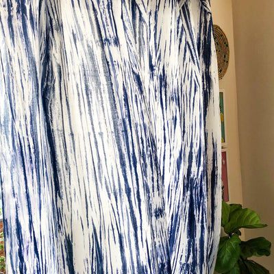 Indigo Shibori Tie Dye Sheer Curtain-Curtains-House of Ekam
