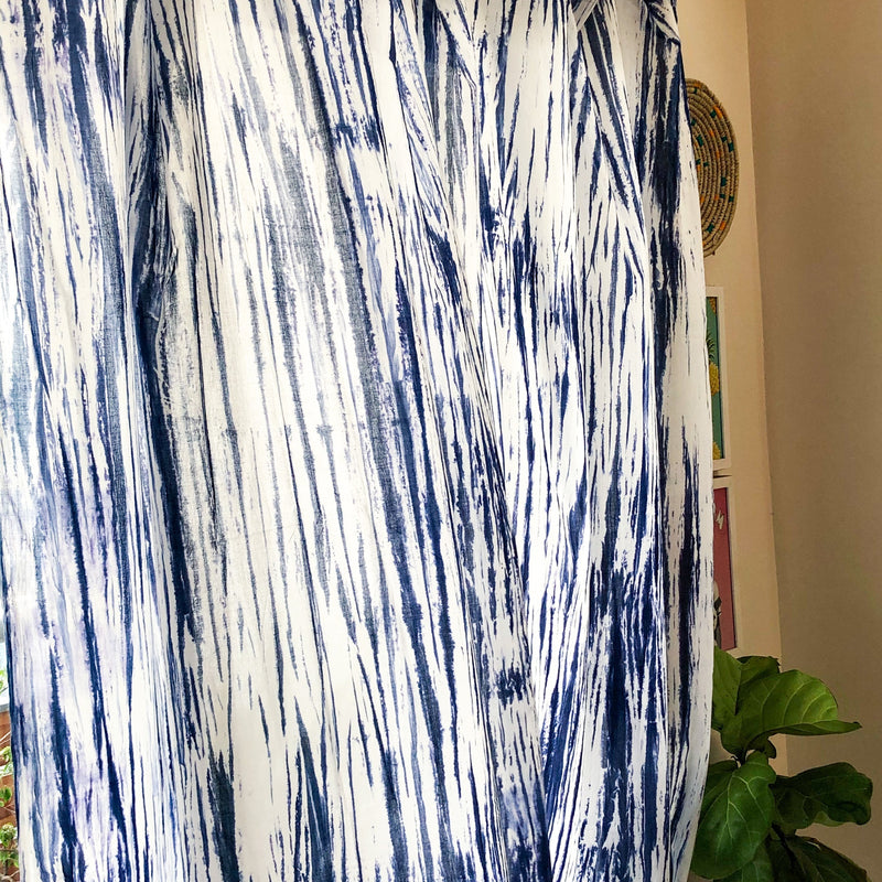 Indigo Shibori Tie Dye Sheer Curtain-Curtains-House of Ekam
