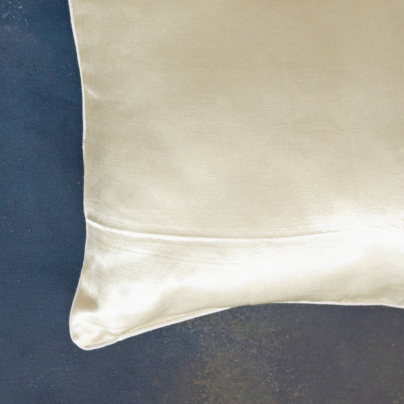 Ivory White Mashru Silk Cushion Cover-Cushion Covers-House of Ekam