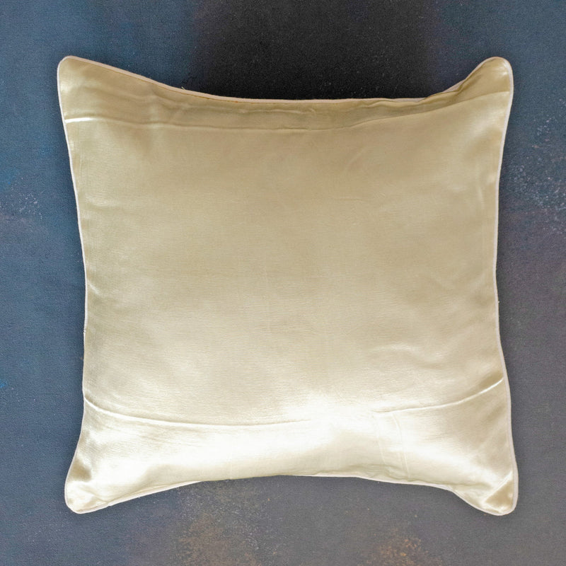 Ivory White Mashru Silk Cushion Cover-Cushion Covers-House of Ekam