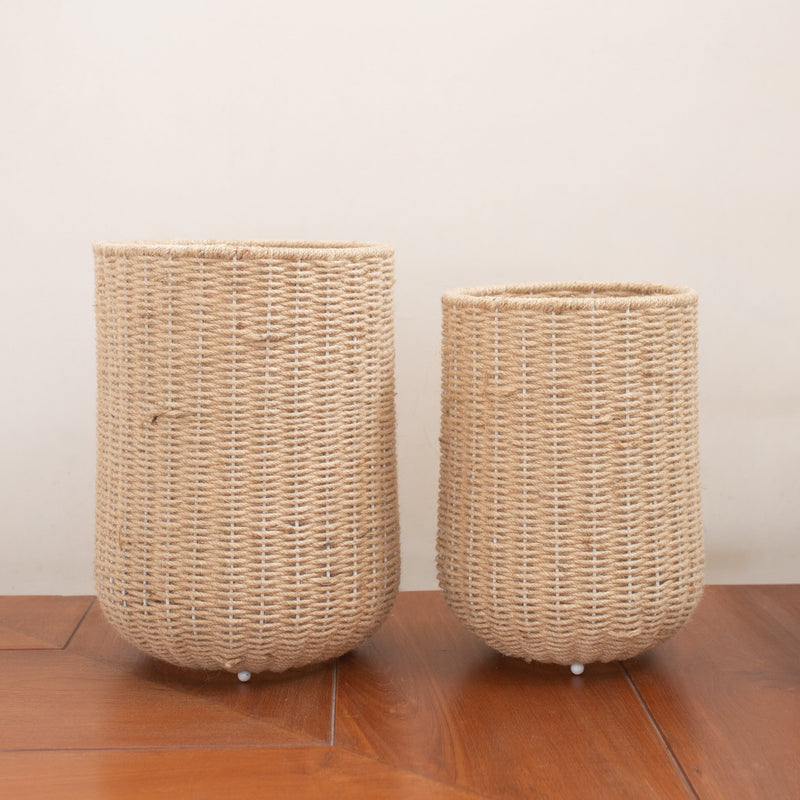 Jute Nesting Laundry Baskets Set of 2-Baskets-House of Ekam