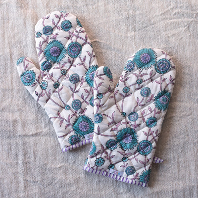 Lavender Bouquet Oven Mitts Set of 2-oven mitts-House of Ekam