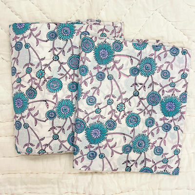 Lavender bouquet Blockprint Cotton Fabric (min. 2m)-fabric-House of Ekam