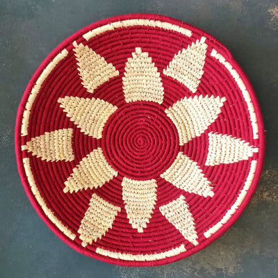 Maroon Flower Handwoven Sabai Grass Basket-Sabai-House of Ekam