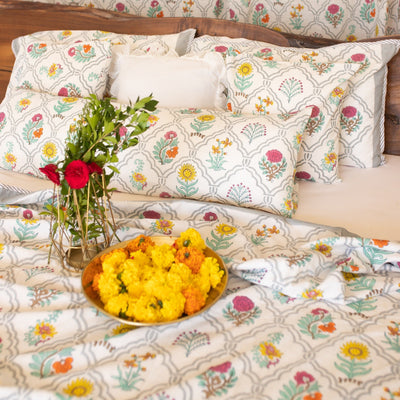 Mihrab Multicolor Buti Double Bed Dohar-Quilt Set-House of Ekam