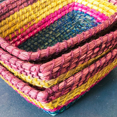 Multicolor Jute and Sabai Baskets-Jute Planters Cum Storage Baskets-House of Ekam