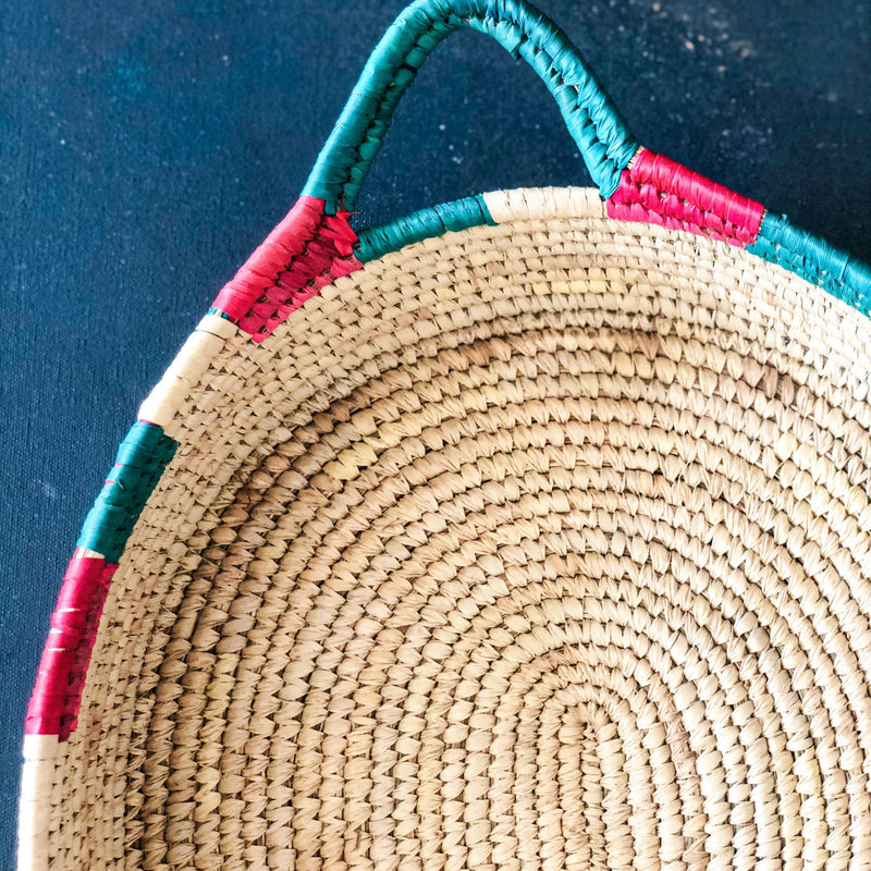 Multicolor Sabai Handwoven Grass Tray with Handle-Sabai-House of Ekam