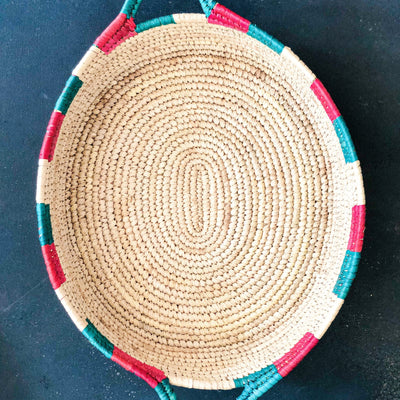 Multicolor Sabai Handwoven Grass Tray with Handle-Sabai-House of Ekam