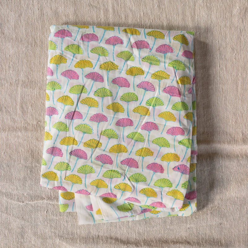 Multicolor Umbrella Blockprint Cotton Fabric (min. 2m)-fabric-House of Ekam
