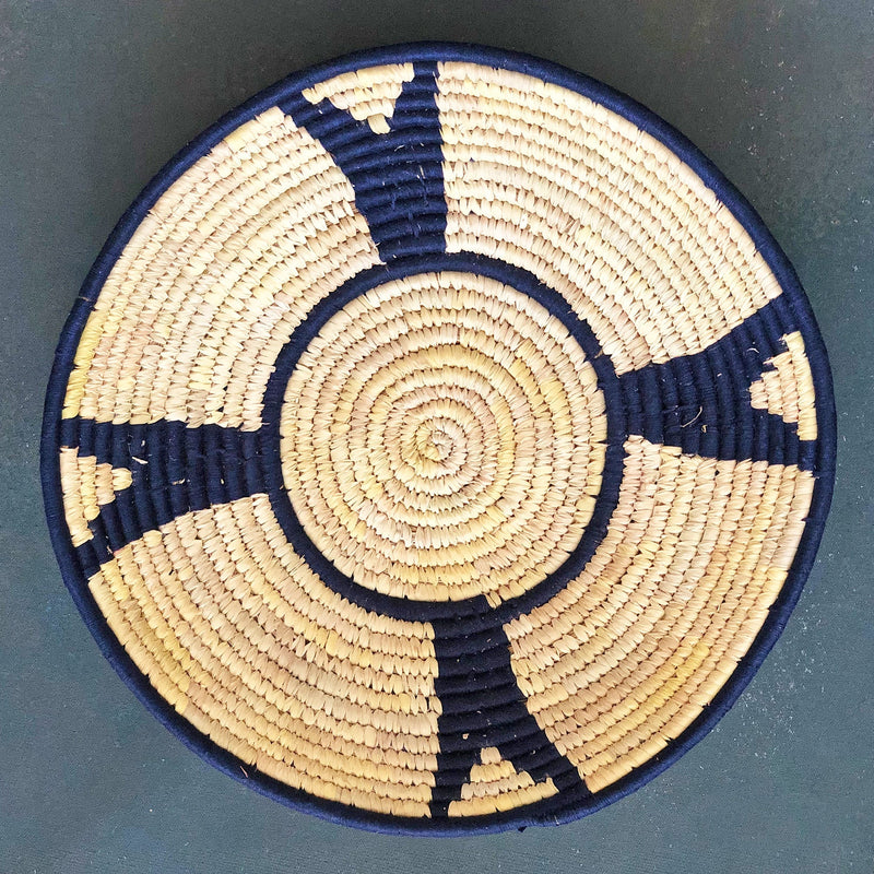 Navy Blue African Handwoven Sabai Grass Basket-Sabai-House of Ekam