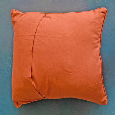 Orange Mashru Silk Cushion Cover-Cushion Covers-House of Ekam