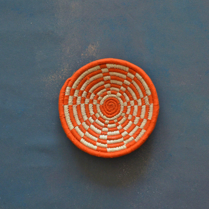 Orange Moroccan Sabai Handwoven Grass Basket-Sabai-House of Ekam
