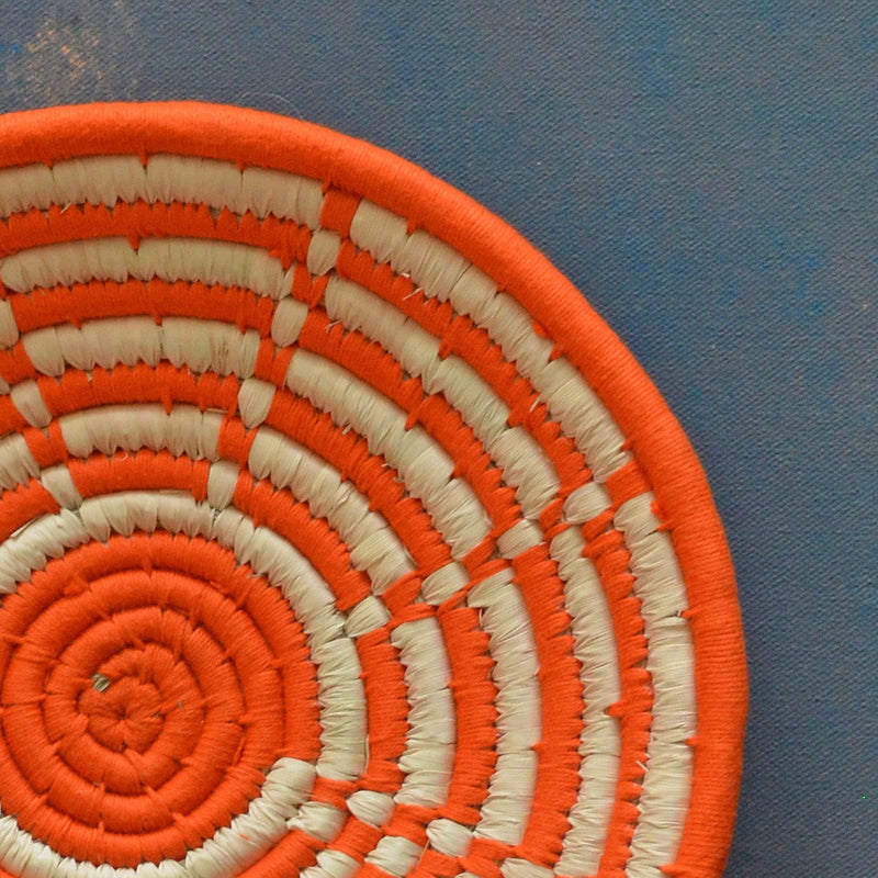 Orange Moroccan Sabai Handwoven Grass Basket-Sabai-House of Ekam