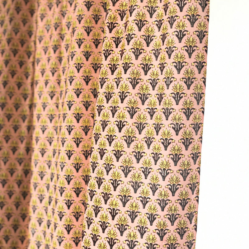 Peach Buti Blockprint Semi Sheer Curtain-Curtains-House of Ekam
