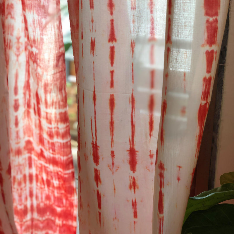 Pink Shibori Tie Dye Sheer Curtain-Curtains-House of Ekam