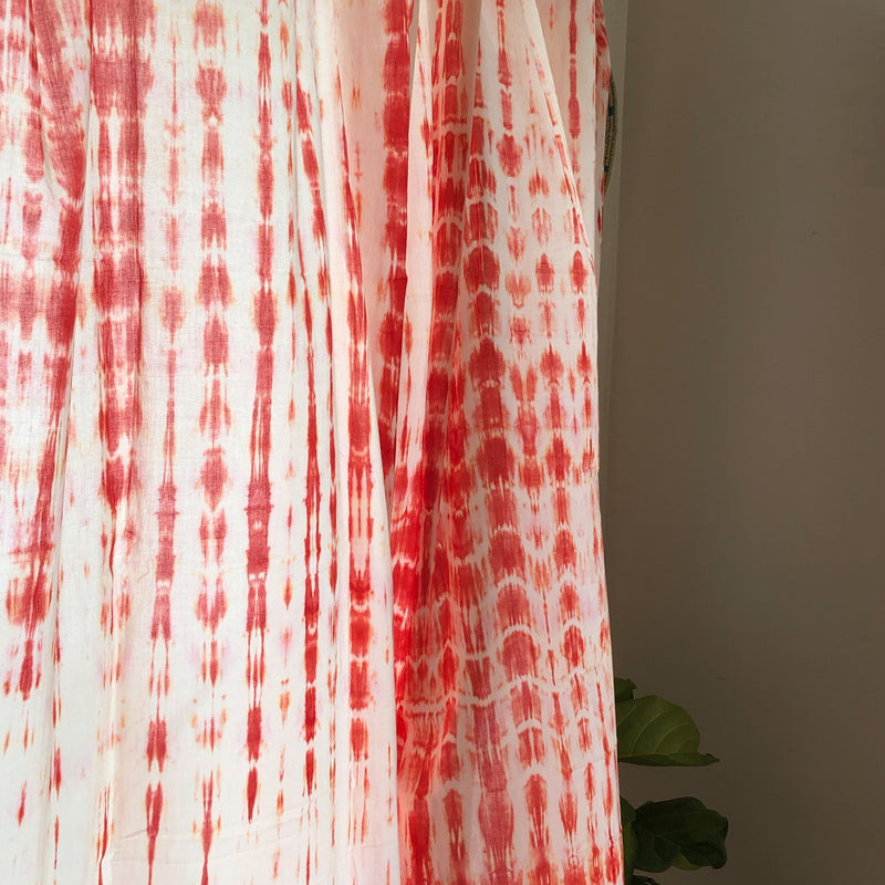 Pink Shibori Tie Dye Sheer Curtain-Curtains-House of Ekam
