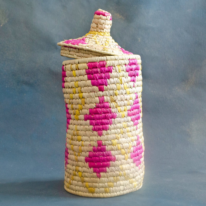 Pink & Yellow Sabai Natural Storage Vase-Vases-House of Ekam